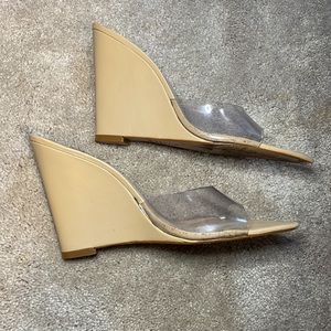 Schutz PVC clear and nude wedge heels